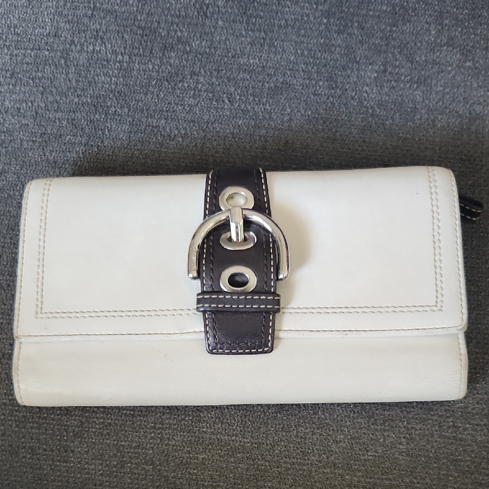 Coach Cream and Brown Women's Wallet